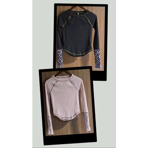 Free People She's Reversible Cuff Thermal Top Lot Of Two